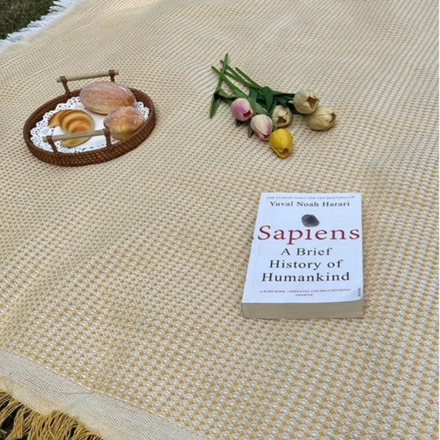 Picnic Blanket with Tassel Camping Mat Lawn Pad for Outdoor Travel Portable Knitting Tablecloth Nap Bedspread-5