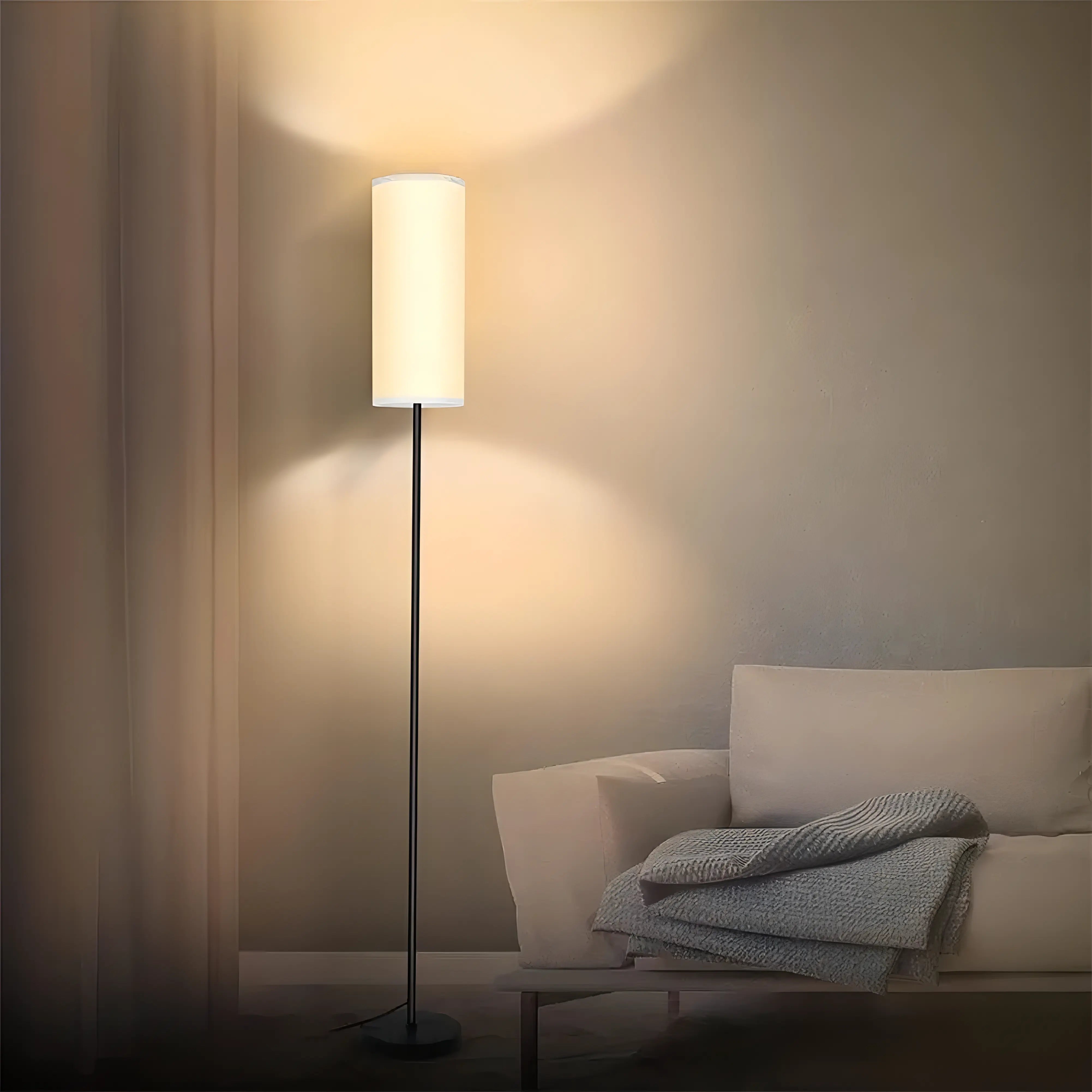 Oliver Round Modern Floor Lamp with Dimmable E27 Bulb