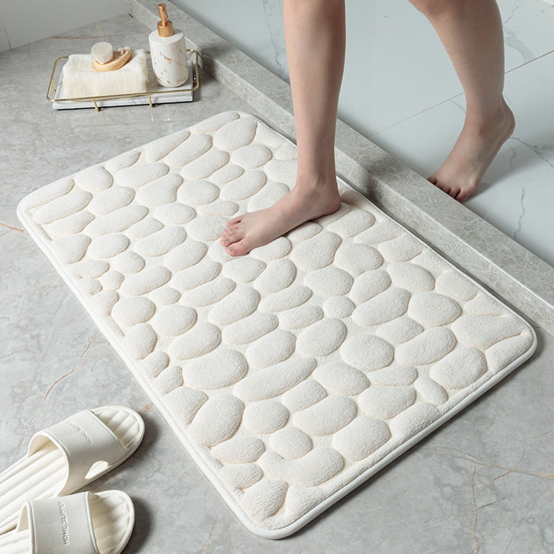 Embossed Non-slip Bathmat with Memory Foam Comfort