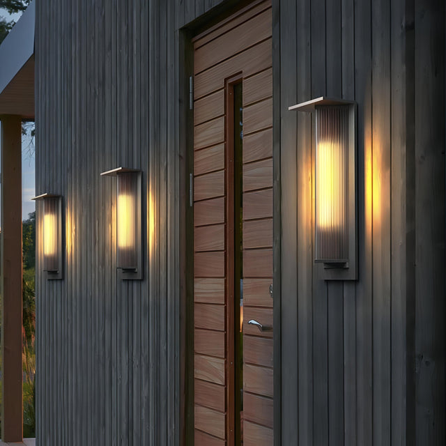 Kalino Black Modern Patterned Glass Waterproof Wall Light