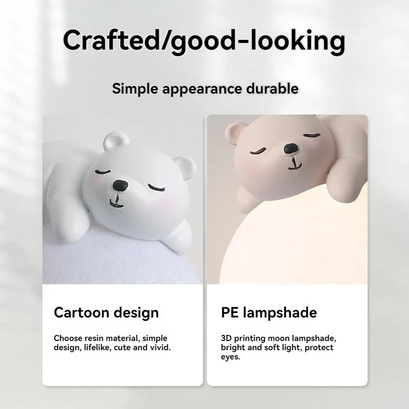 Sleepy Bear Wall Light - Cute Nursery Accent with Gentle Glow