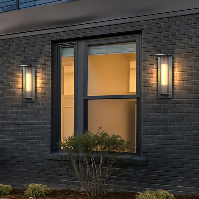 Kalino Black Modern Patterned Glass Waterproof Wall Light