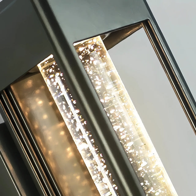 Holland Black Caged Crystal Bubble Glass Outdoor Wall Light