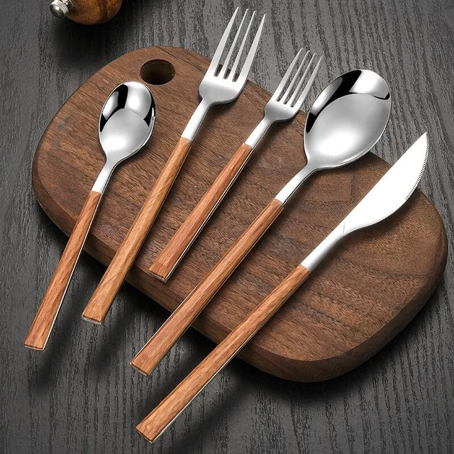 WaldenGrace Luxury Cutlery Set with Wooden Handles