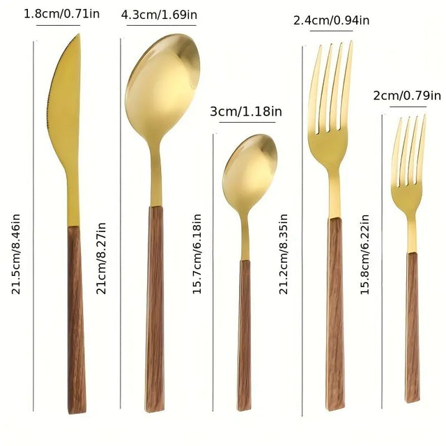 WaldenGrace Luxury Cutlery Set with Wooden Handles