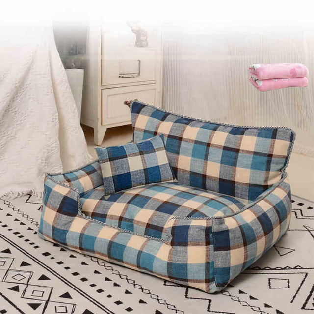 Cozy Pet Sofa Bed Set Includes Blanket Pillow Soft Durable