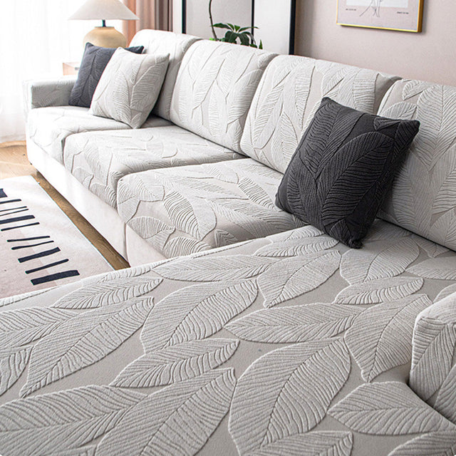 Modern Leaf Jacquard Waterproof Anti-Scratch Couch Cover