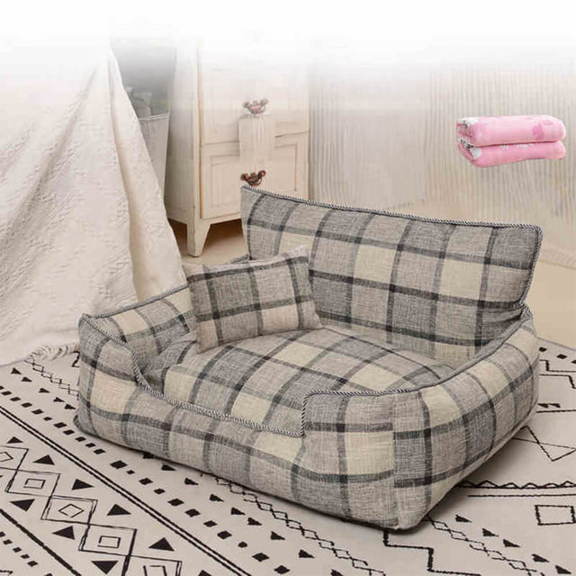 Cozy Pet Sofa Bed Set Includes Blanket Pillow Soft Durable
