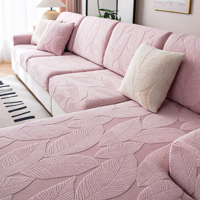 Modern Leaf Jacquard Waterproof Anti-Scratch Couch Cover