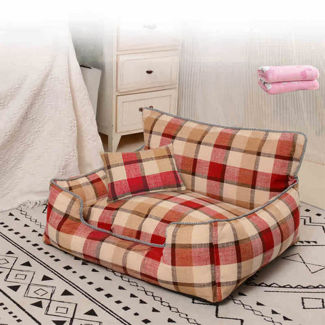 Cozy Pet Sofa Bed Set Includes Blanket Pillow Soft Durable