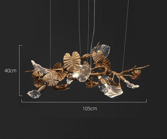 Lotus Chandelier - Elegant LED Pendant Light with Brass Copper Finish