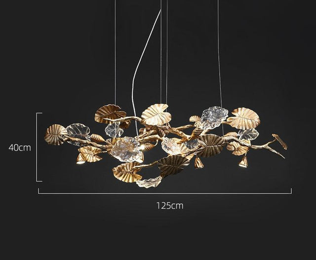 Lotus Chandelier - Elegant LED Pendant Light with Brass Copper Finish
