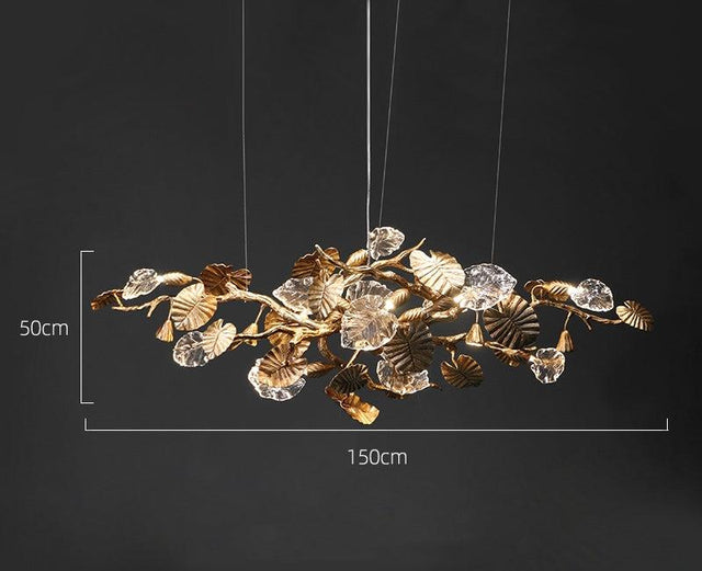 Lotus Chandelier - Elegant LED Pendant Light with Brass Copper Finish