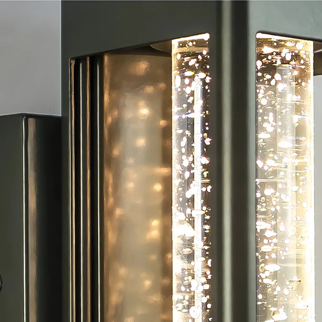 Holland Black Caged Crystal Bubble Glass Outdoor Wall Light