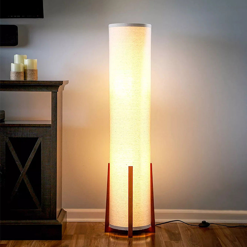 Japanese-Inspired Wabi-Sabi Paper Floor Lamp with Wood Frame