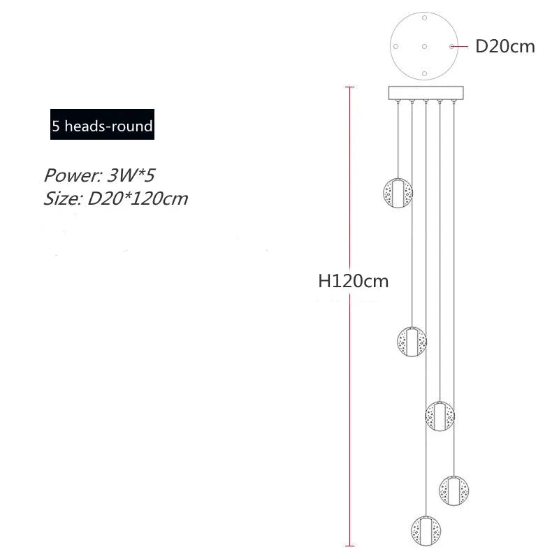 Polar Chandelier – Modern LED Pendant Light with Stainless Steel Frame & Glass Balls