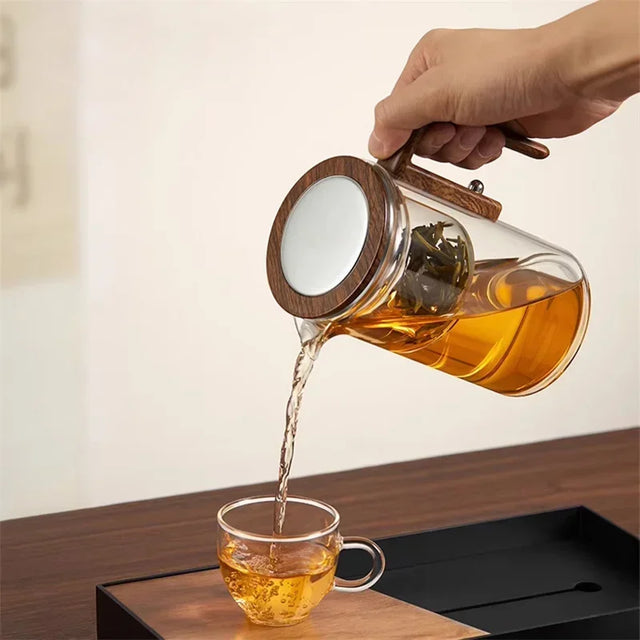 Auréa Glass Teapot – Luxury Infuser with Wooden Handle