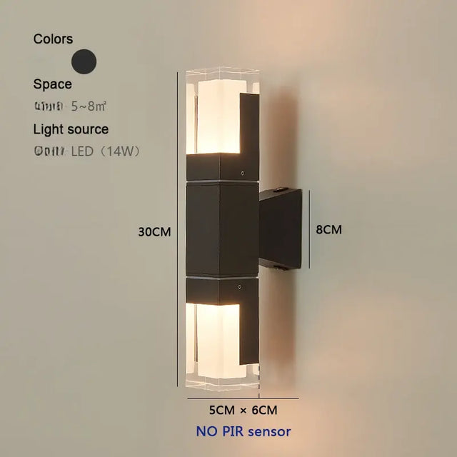 Spivey - Modern Black LED Motion Sensor Outdoor Light