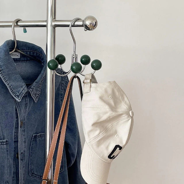 Rotating 5 Color Wooden Ball Hooks Hanger-6