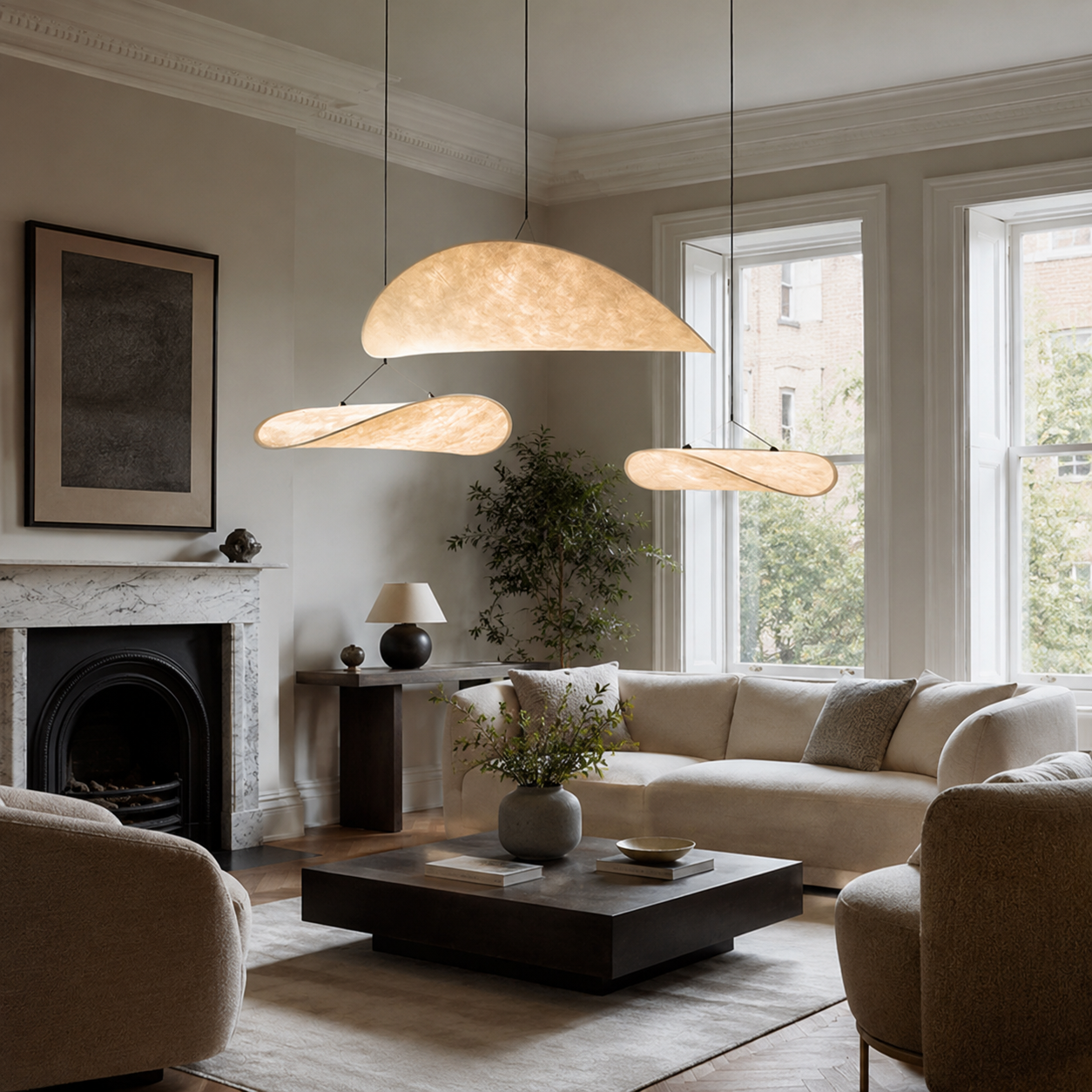 Japandi Sculptural LED Ceiling Light – Pendant Lamps for Dining Room & Living Room