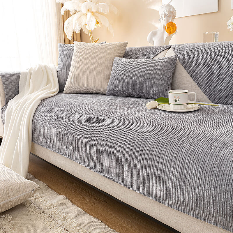 Simple Solid Color Chenille Scratch-resistant Couch Cover