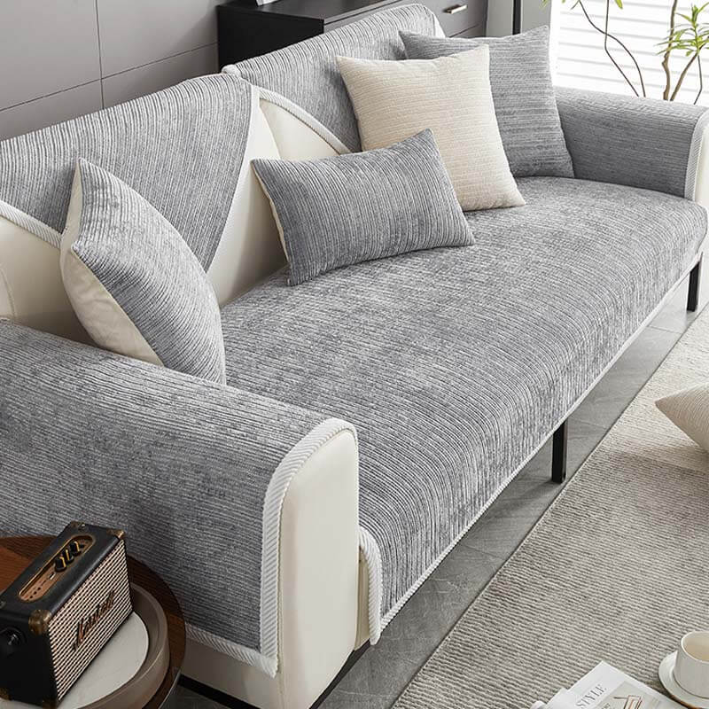 Simple Striped Chenille Anti-scratch Couch Cover for Pets
