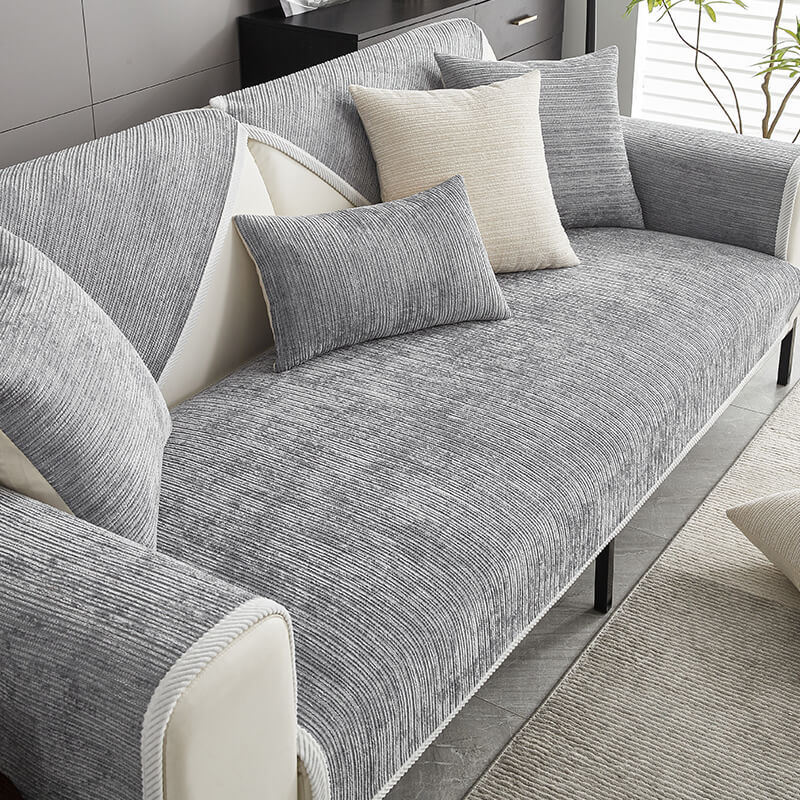 Simple Striped Chenille Anti-scratch Couch Cover for Pets