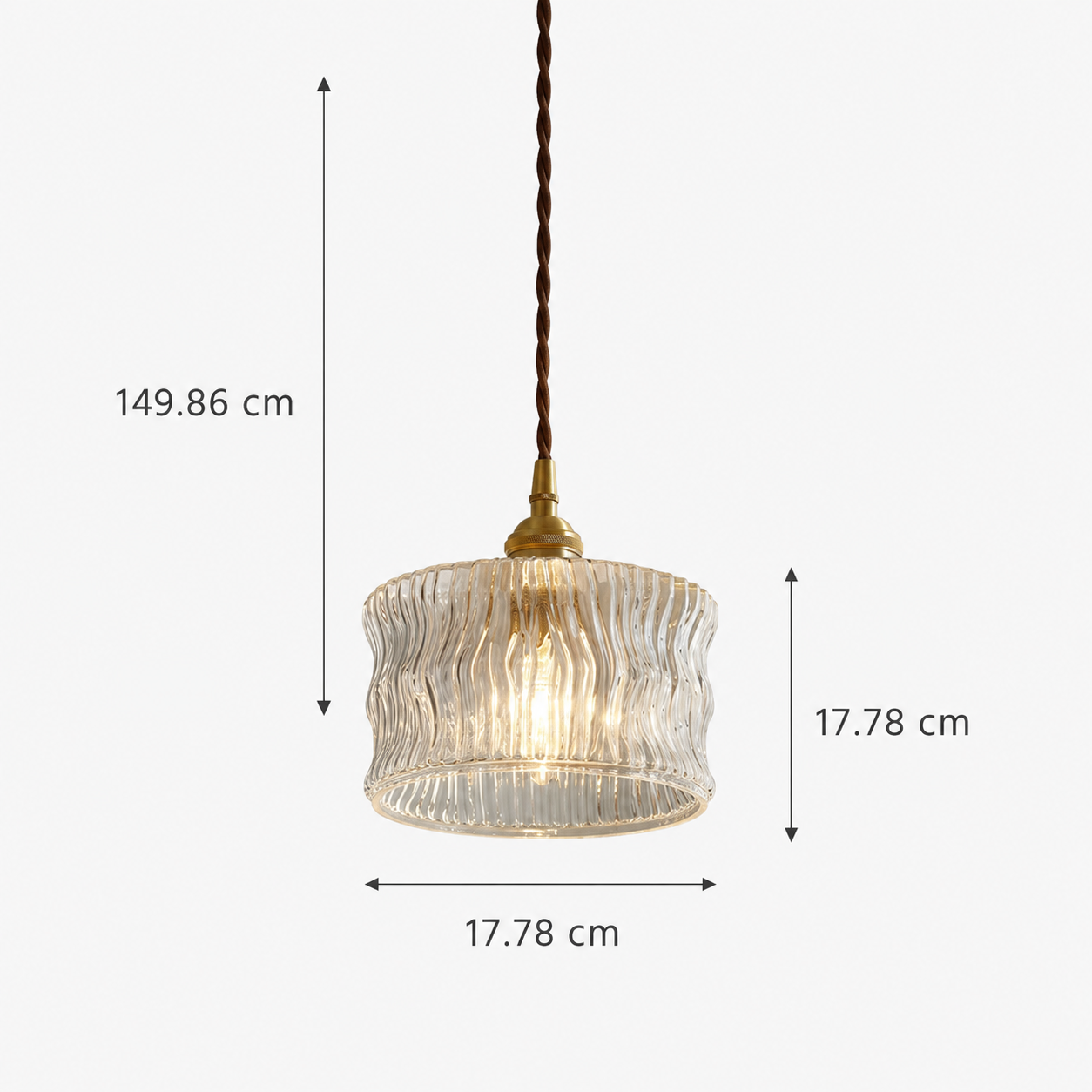 Vintage Fluted Ribbed Glass Shade Pendant Ceiling Light
