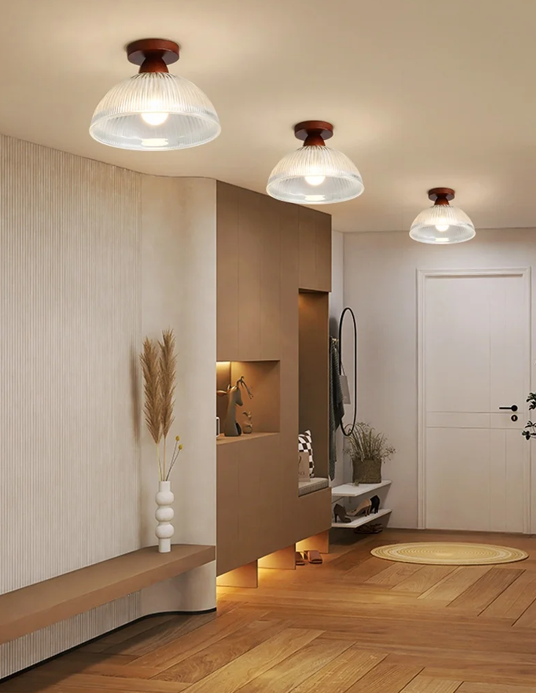 Solid Wood and Glass Modern Ceiling Lamp