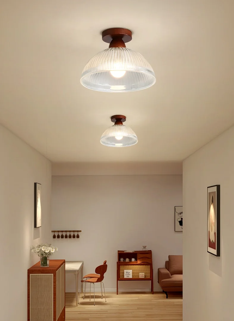 Solid Wood and Glass Modern Ceiling Lamp