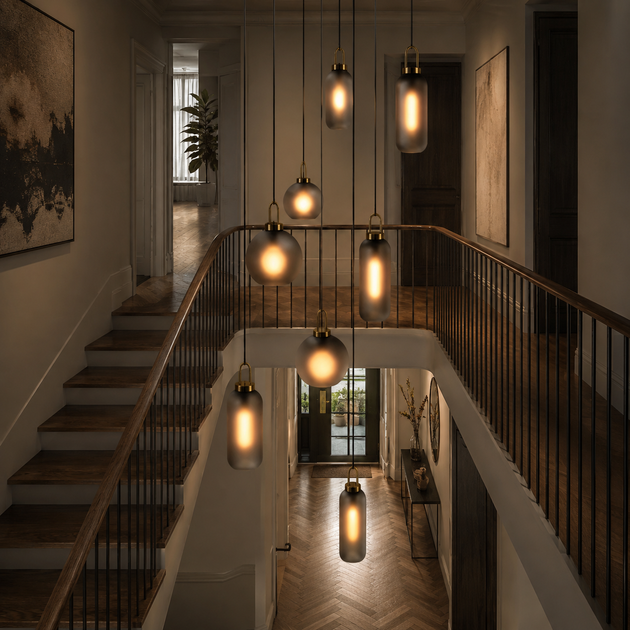 Smoked Glass Pendant Light – Industrial Ceiling Lamp for Kitchen, Dining & Living Room