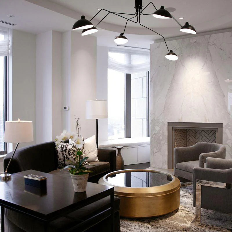 Spider Chandelier, Mid-Century Modern Black Ceiling Light