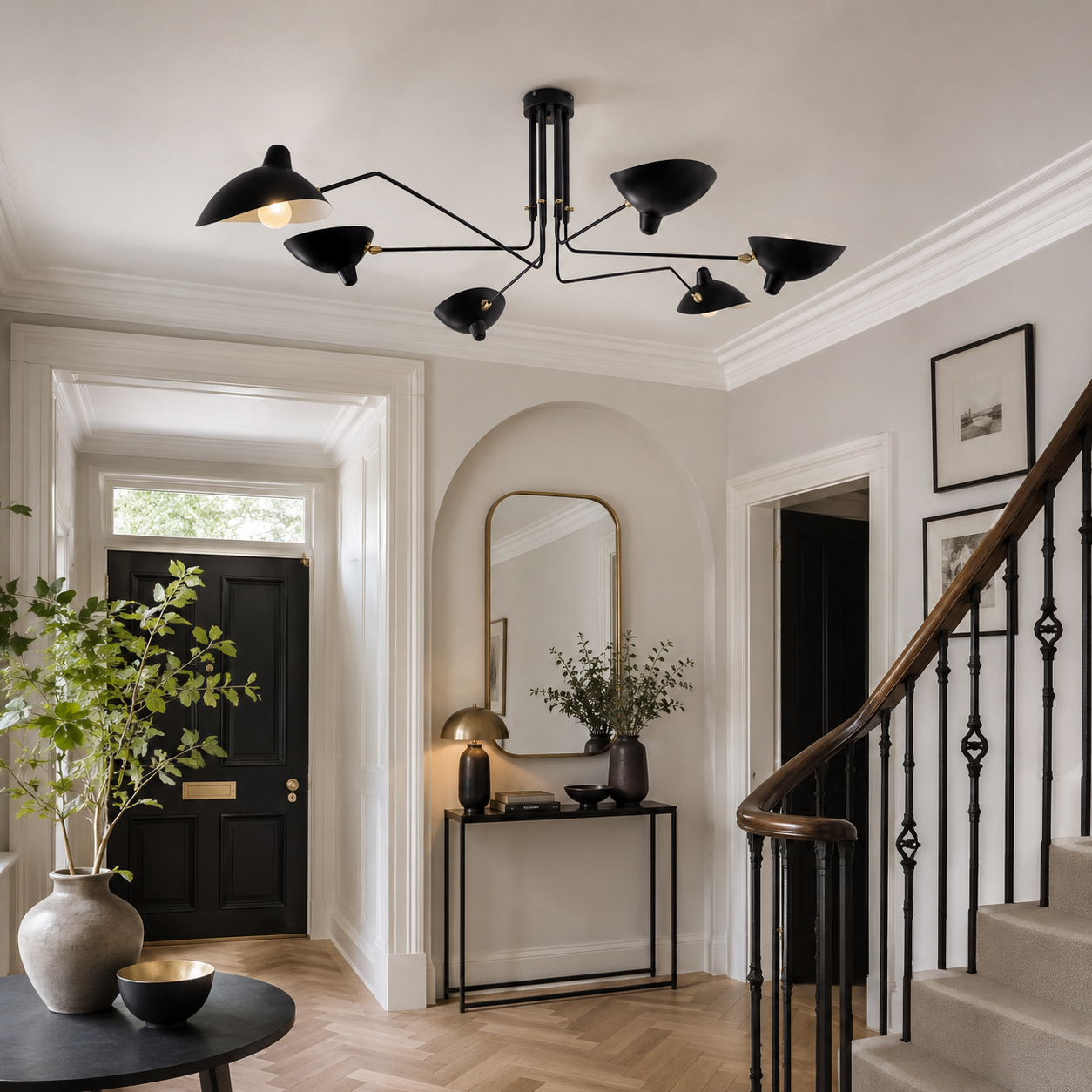 Spider Chandelier, Mid-Century Modern Black Ceiling Light