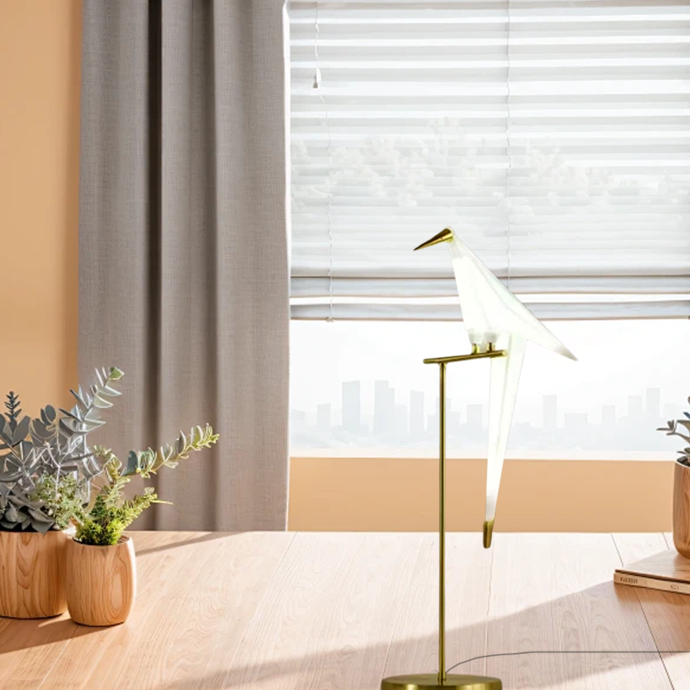 Art Deco Gold Floor Lamp Metal Bird Floor Lamp-1