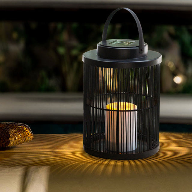 Solar-Powered Woven Lantern – Rustic and Weather-Resistant Design