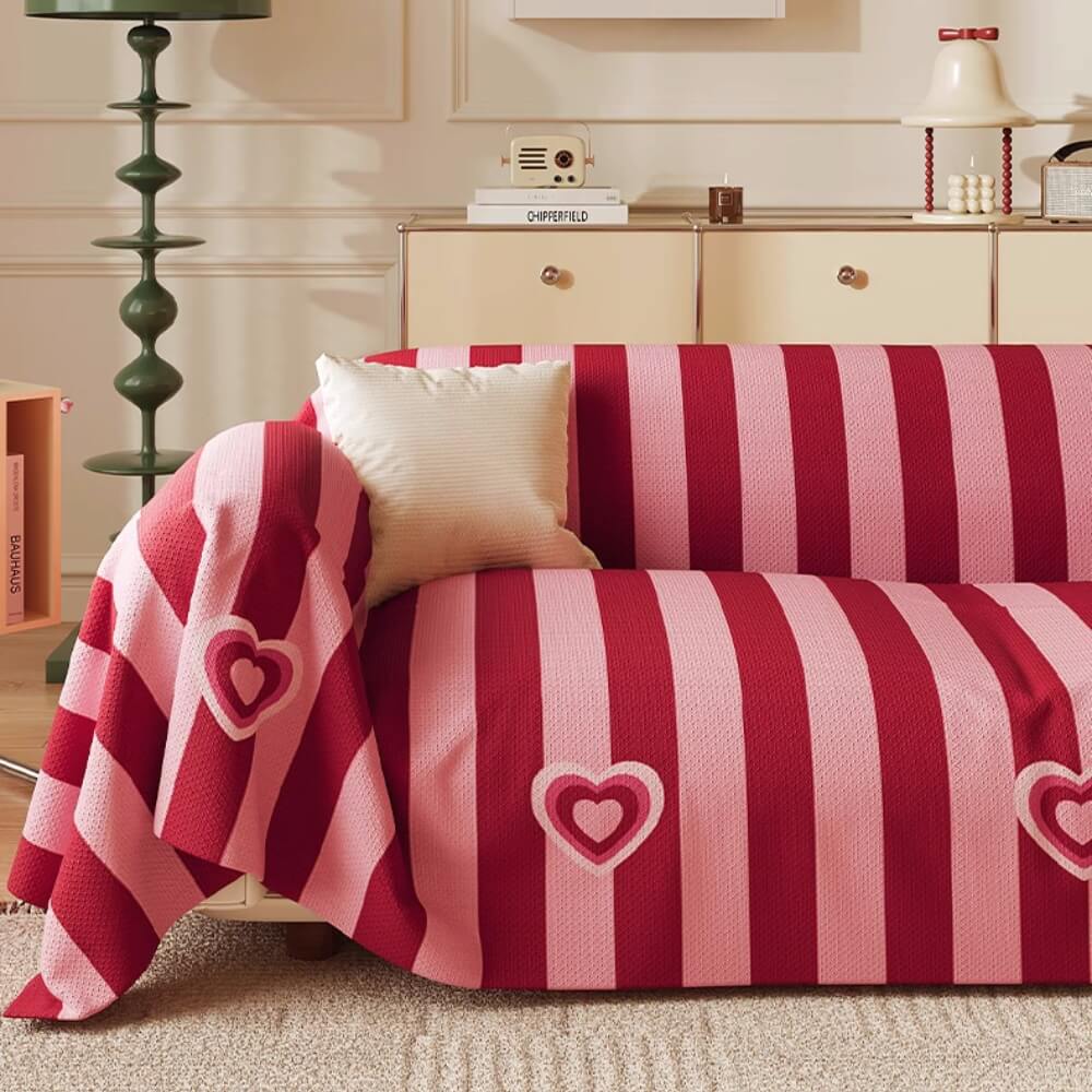 Trendy Striped Chenille Breathable Sofa Protection Couch Cover