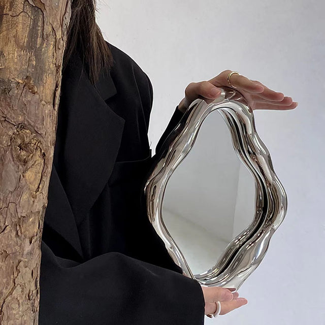 Squiggly Mirror - Nordic Electroplated Silver Design