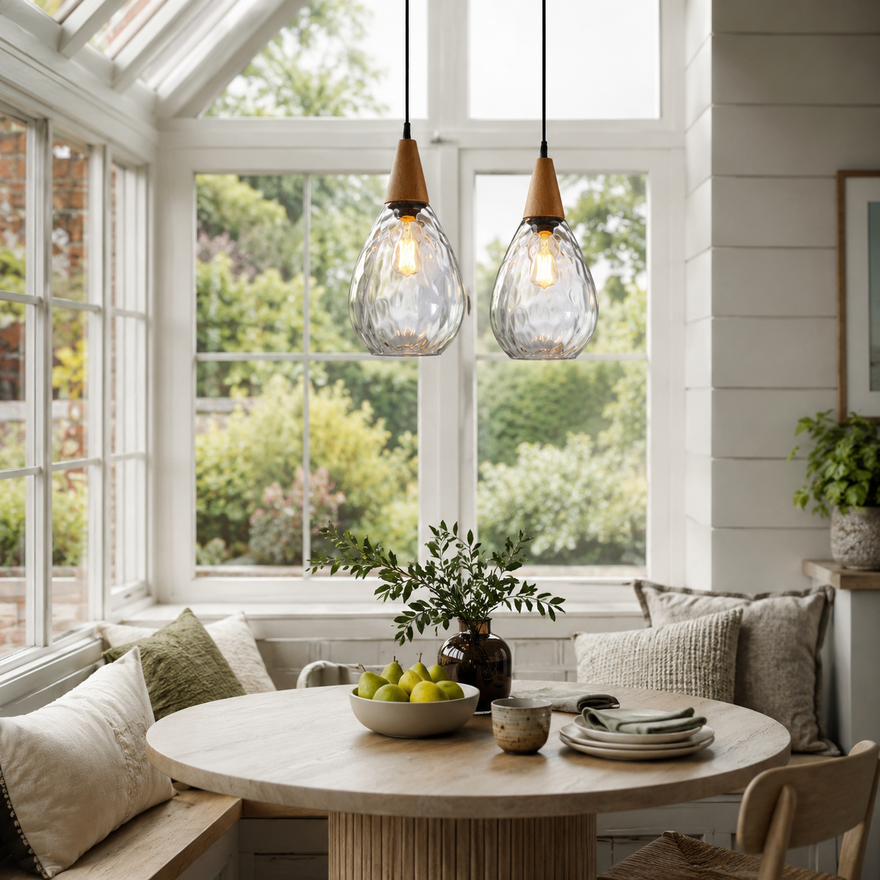 Vintage Teardrop Glass Pendant Cluster | 3-Light Dining Ceiling Light