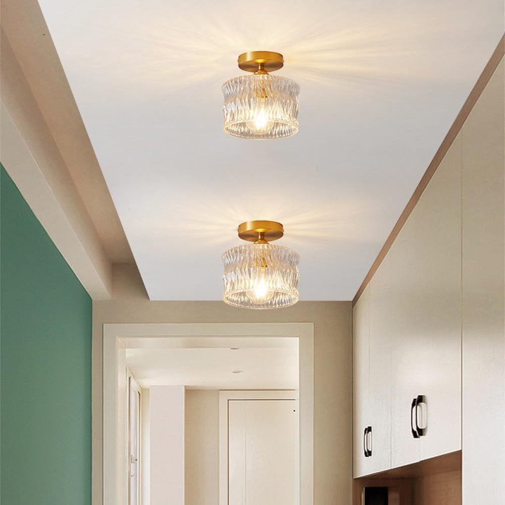 Vintage Crystal Clear Glass Ceiling Light Hallway 4