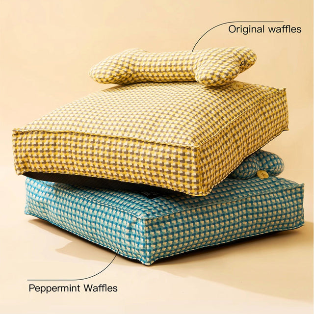 Waffle Plush Dog Bed Soft Stylish Ultra Cozy Fabric