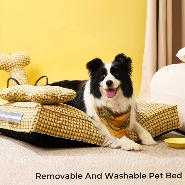 Waffle Plush Dog Bed Soft Stylish Ultra Cozy Fabric