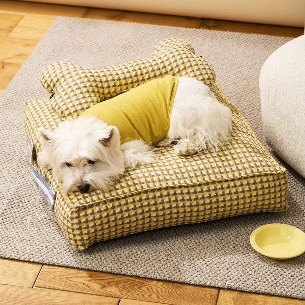 Waffle Plush Dog Bed Soft Stylish Ultra Cozy Fabric