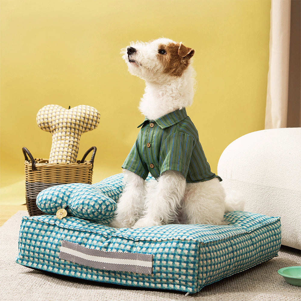 Waffle Plush Dog Bed Soft Stylish Ultra Cozy Fabric