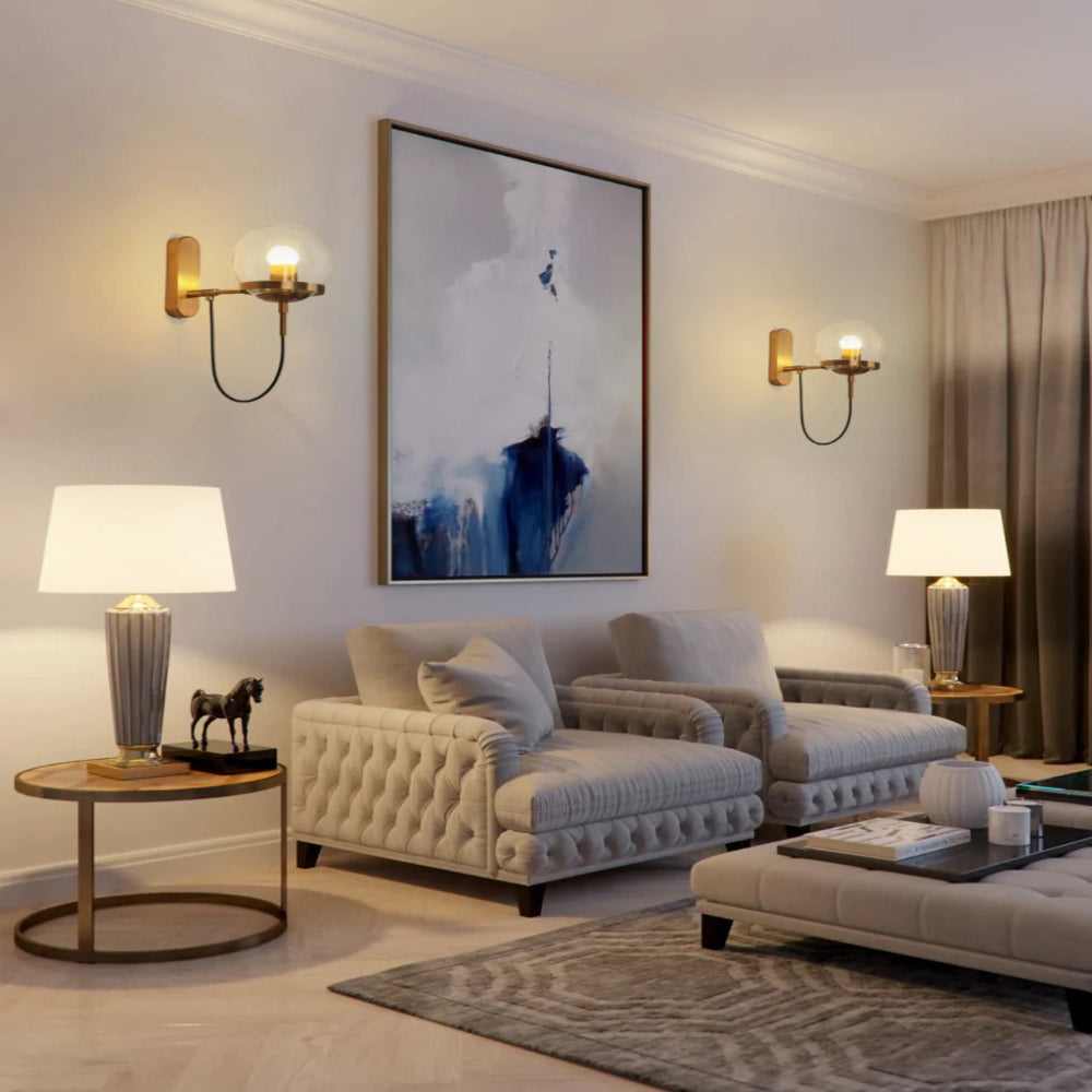 Chic Design Wall Bedside Lamp Sconce with Glass Ball Shade