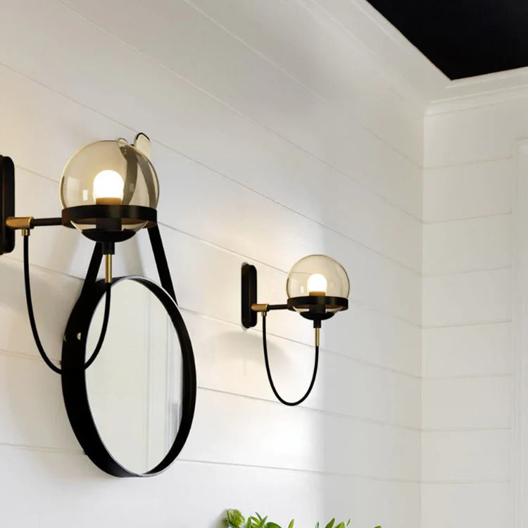 Chic Design Wall Bedside Lamp Sconce with Glass Ball Shade