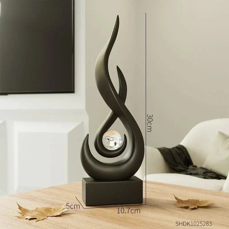 Abstract Flame Sculpture Ornament - Creative Ceramic Decor