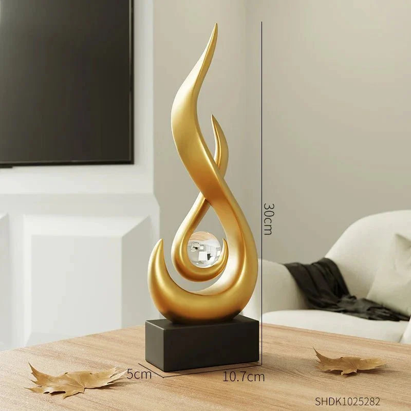 Abstract Flame Sculpture Ornament - Creative Ceramic Decor