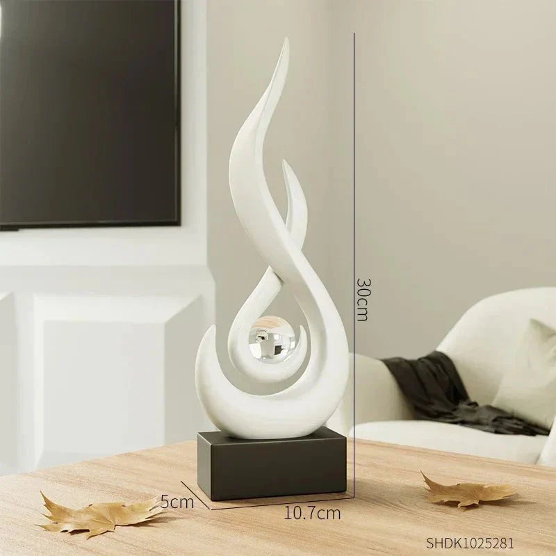 Abstract Flame Sculpture Ornament - Creative Ceramic Decor