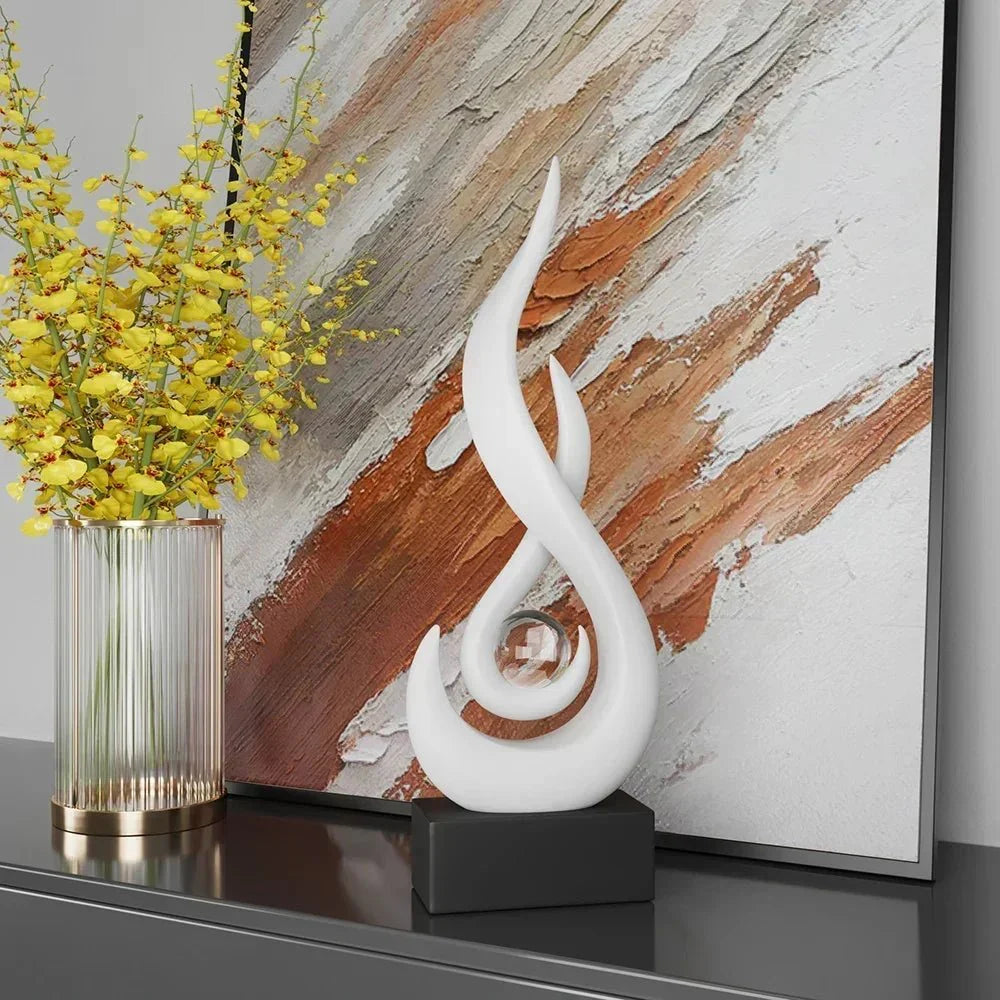 Abstract Flame Sculpture Ornament - Creative Ceramic Decor