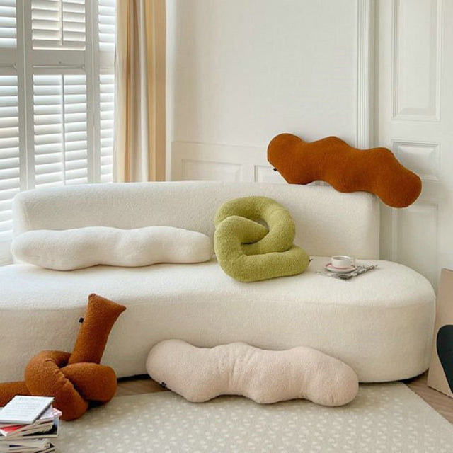 Abstract Shaped Sofa Cushion in Plush Wavy Design